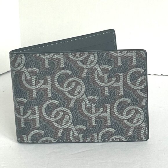 Coach Wallet 3 In 1 Mens CF134 Large Black Monogram Billfold ID 2 Piec - Picture 3 of 8